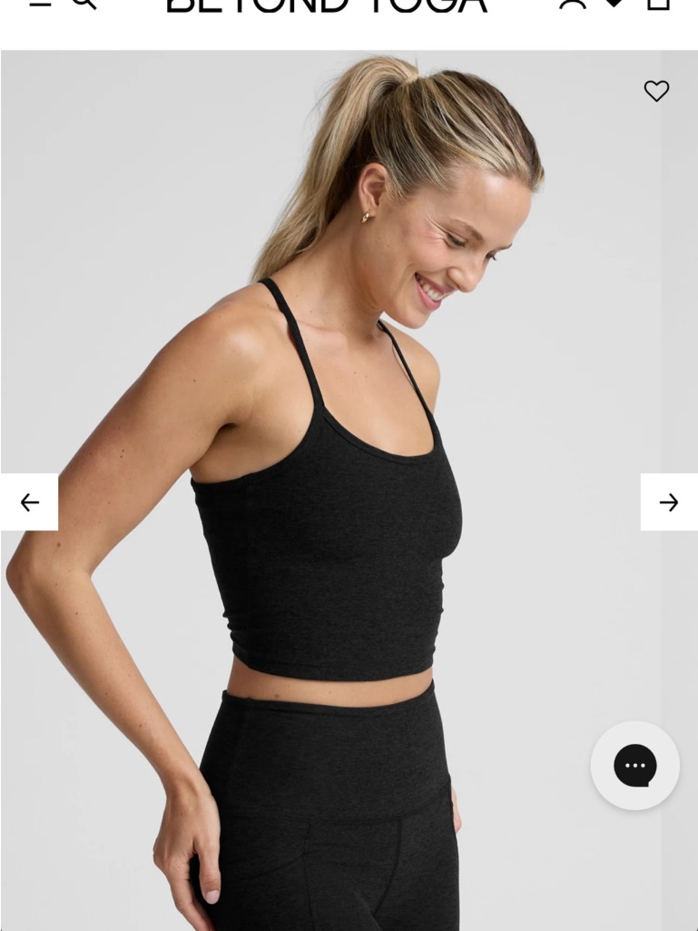 Beyond Yoga Black Spacedye Slim Racerback Cropped Tank - Used Like New (Medium)